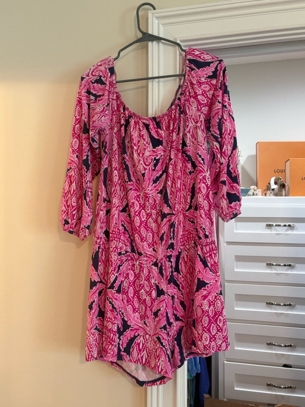 Women's Pink Paisley Scoop Neck Romper